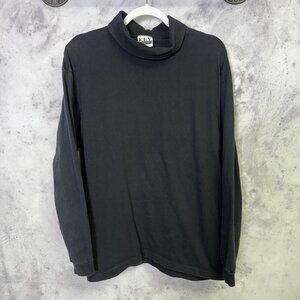 Vintage 90s Black Long Sleeve Turtle Neck T Shirt Adult Large Key Elements USA
